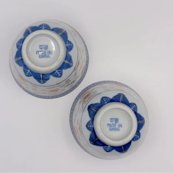 VTG Chinese Rice Eyes Porcelain Tea Cup/Sake Cup/Saucer Jingdezhen 3 Piece Set - Picture 4 of 10